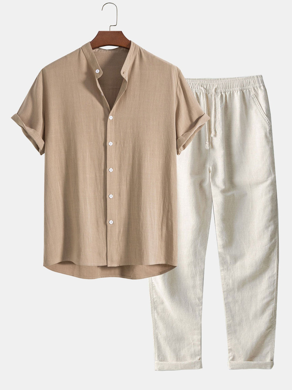 Tracksuit Men Polyester Blend Stand Collar Short Sleeve Set – Ronvel