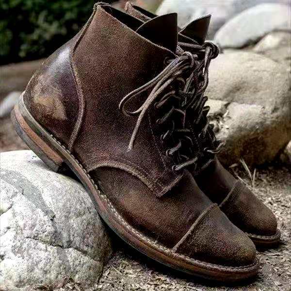 Men's Lace-Up Distressed Leather Ankle Boot – Garve