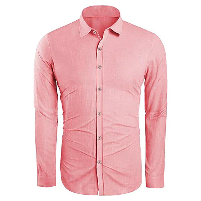 Classic Linen Button-Up Short Sleeve Shirt in White – Cove