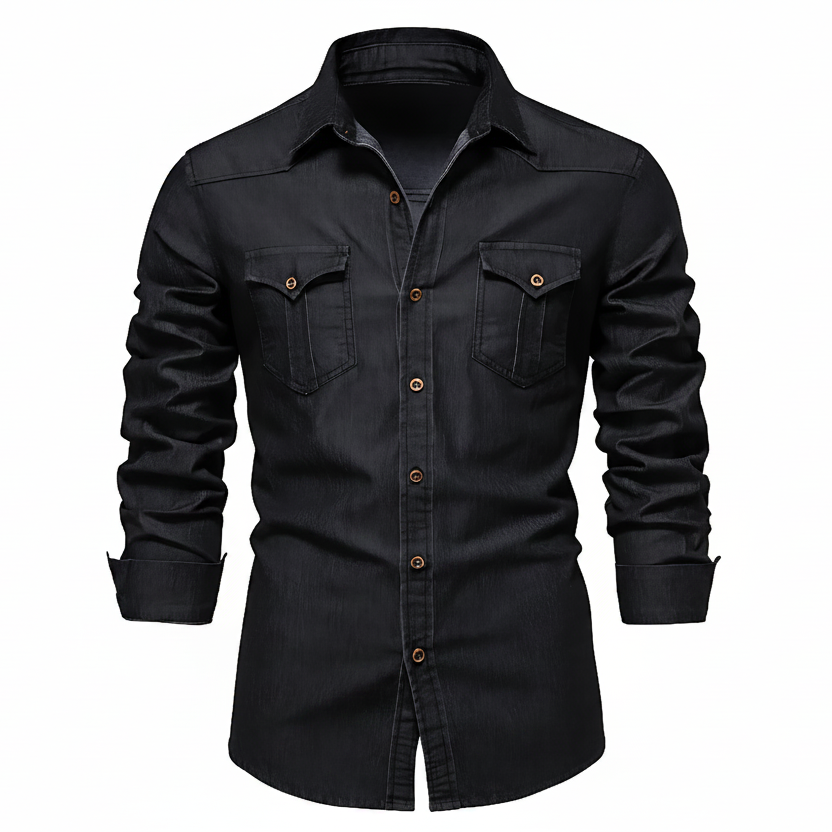 Cotton Denim Shirt Slim Fit Long Sleeve Adaptive – Lorne