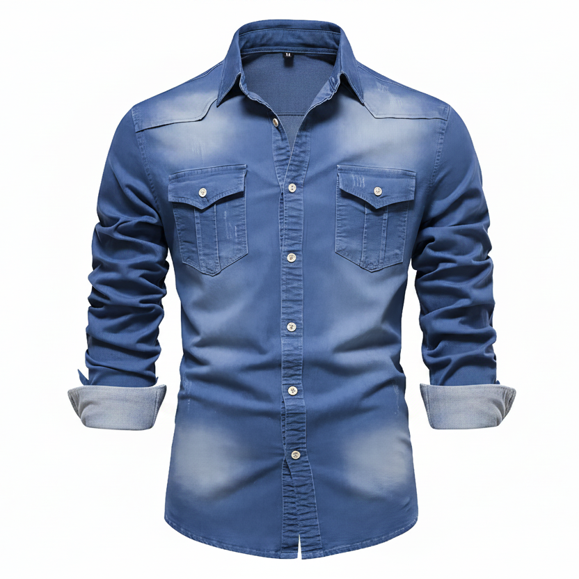 Cotton Denim Shirt Slim Fit Long Sleeve Adaptive – Lorne