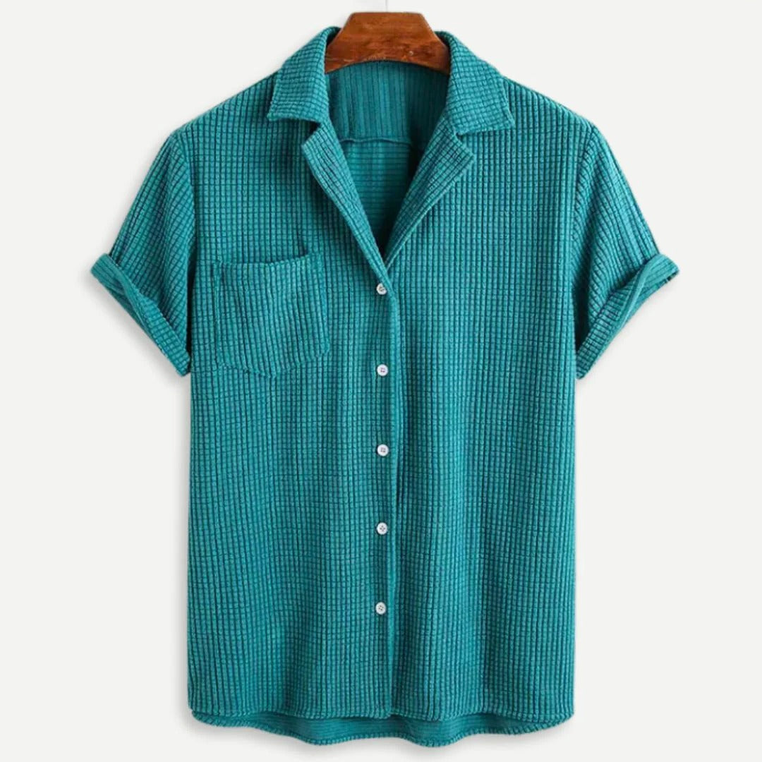Waffle Knit Button-Down Shirt Shop – Textured Long Sleeve